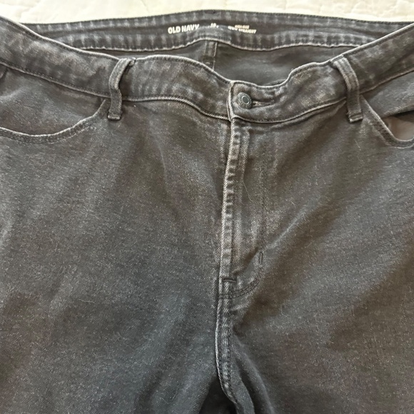 WOMENS/LADIES OLD NAVY WOW STRAIGHT HIGH RISE DENIM JEANS-SIZE 18 PETITE-BLK - Picture 3 of 13